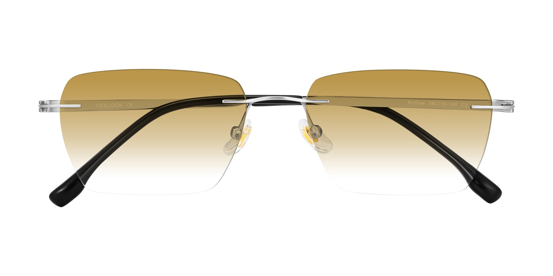 Folded Front of Airflow in Silver with Champagne Gradient Lenses