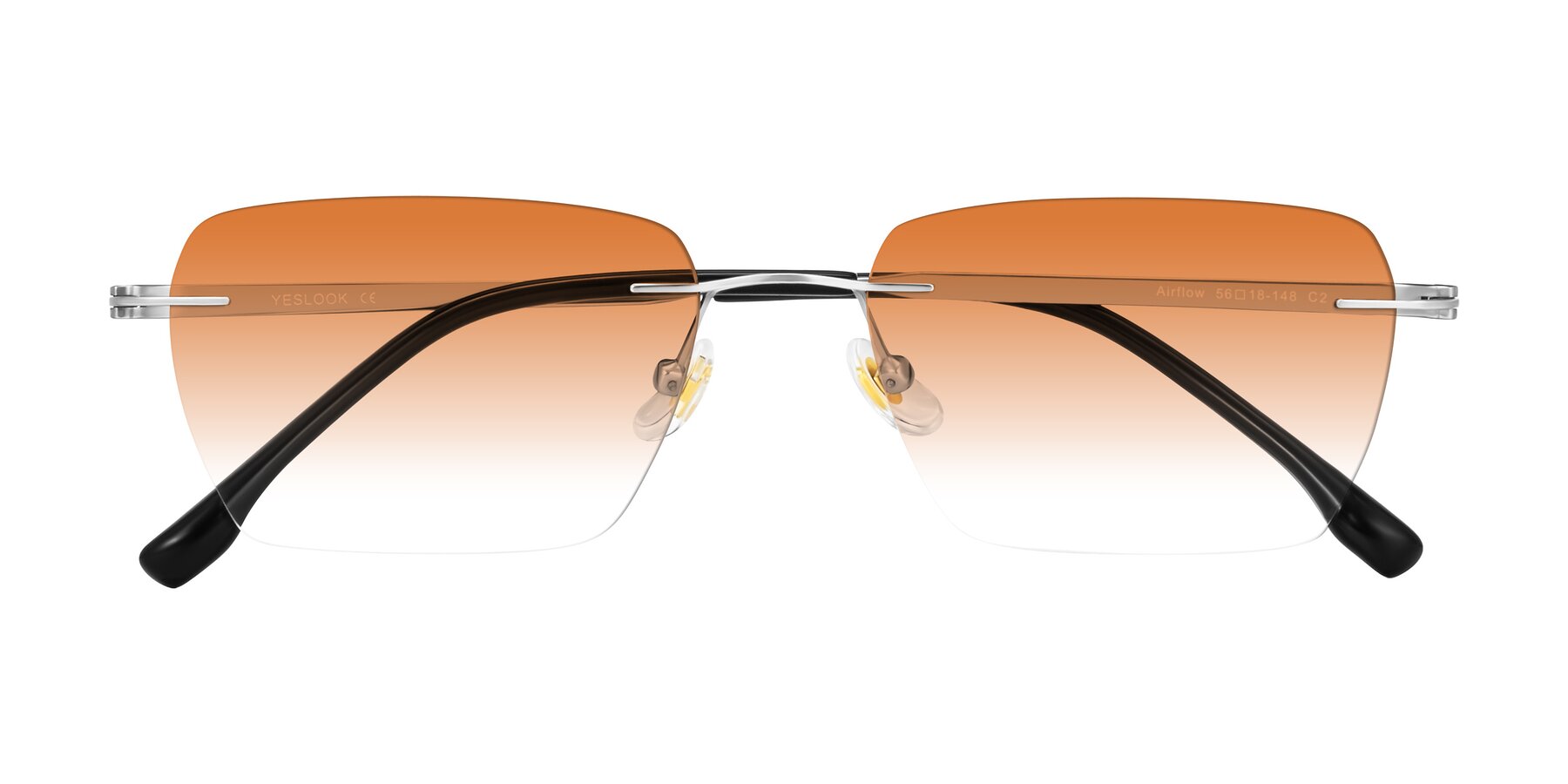 Folded Front of Airflow in Silver with Orange Gradient Lenses