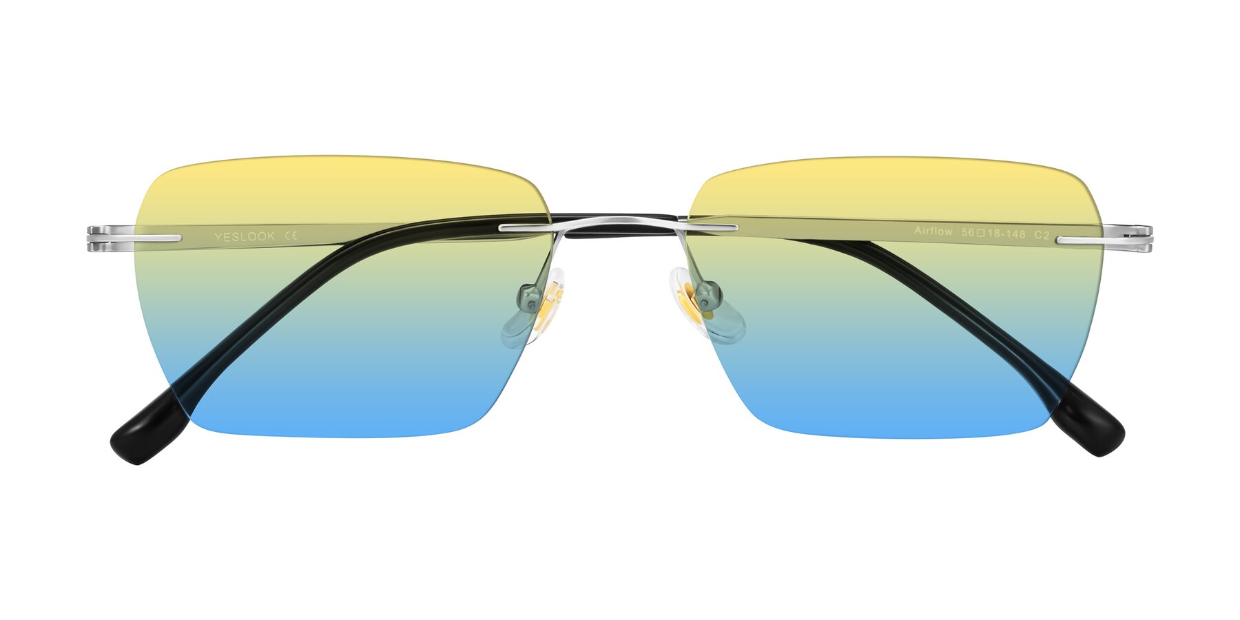 Folded Front of Airflow in Silver with Yellow / Blue Gradient Lenses