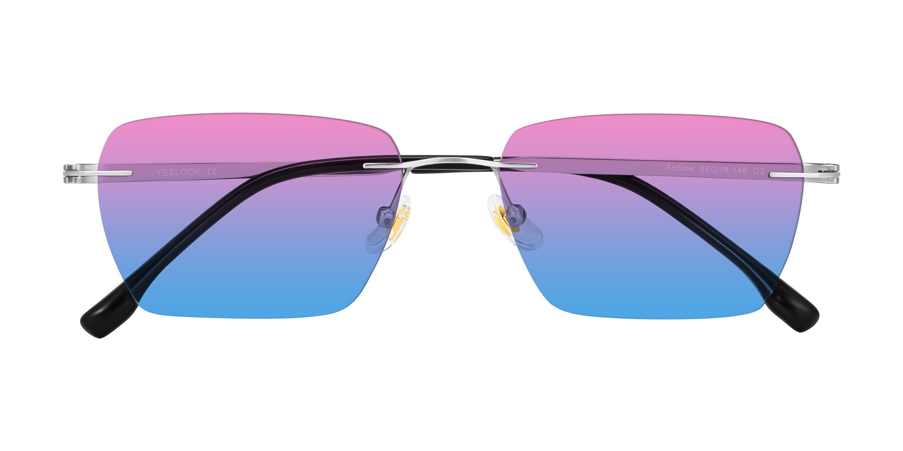 Folded Front of Airflow in Silver with Pink / Blue Gradient Lenses