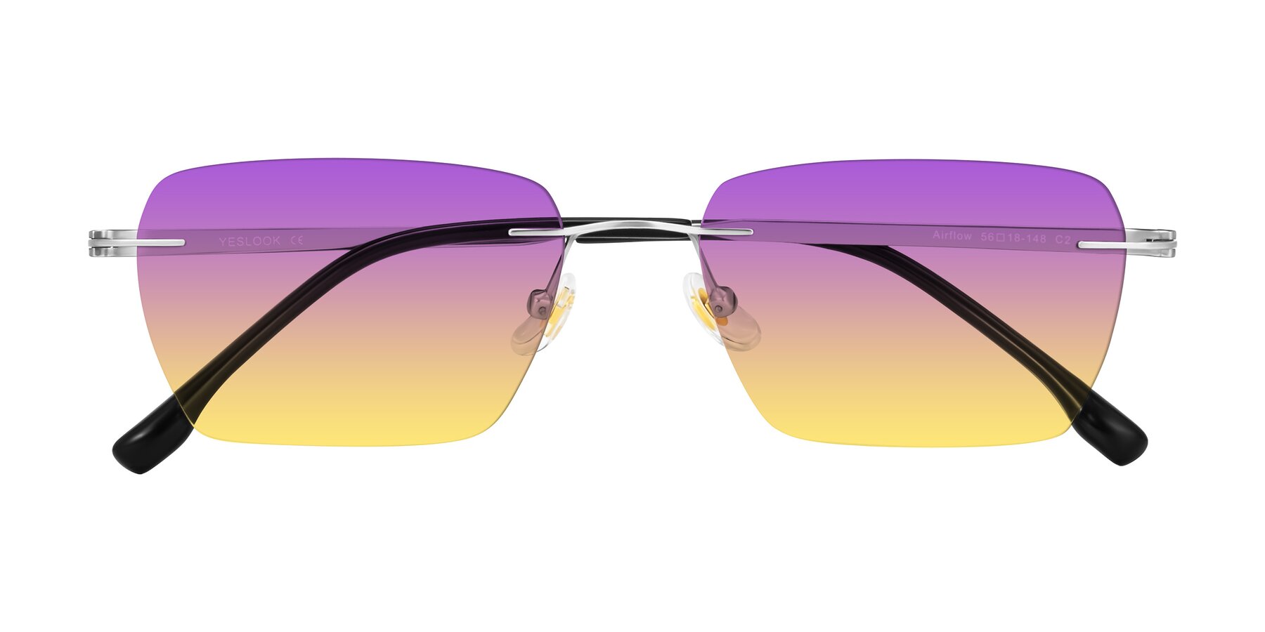 Folded Front of Airflow in Silver with Purple / Yellow Gradient Lenses