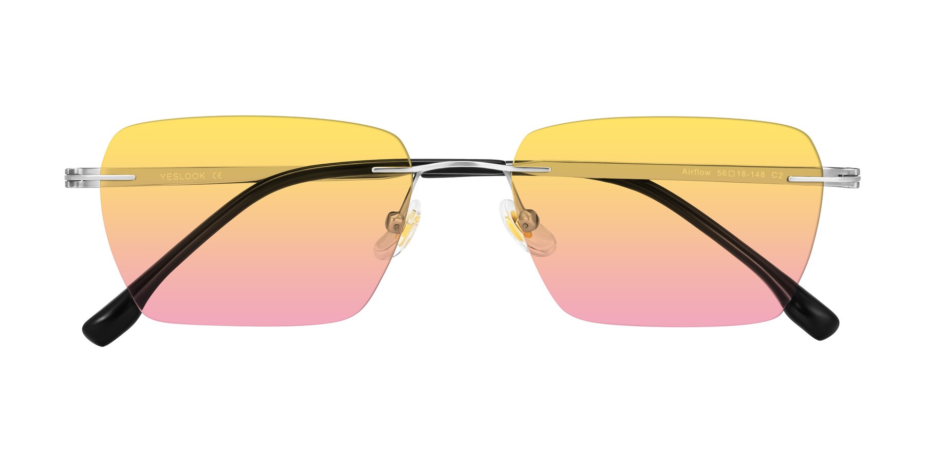 Folded Front of Airflow in Silver with Yellow / Pink Gradient Lenses