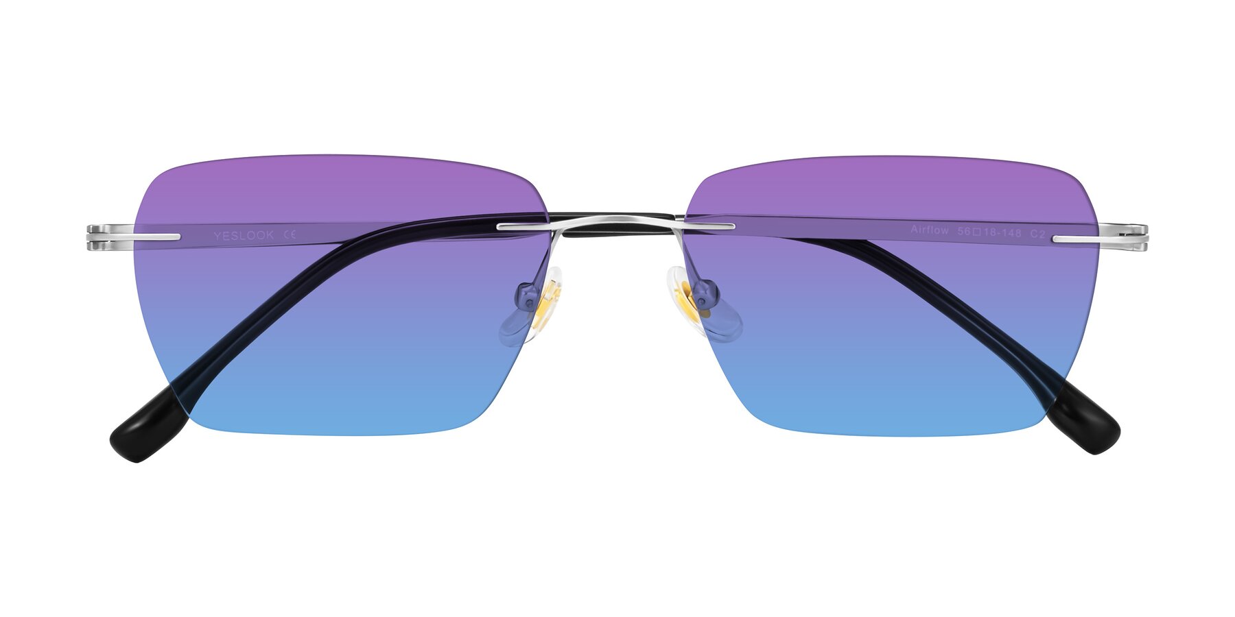 Folded Front of Airflow in Silver with Purple / Blue Gradient Lenses