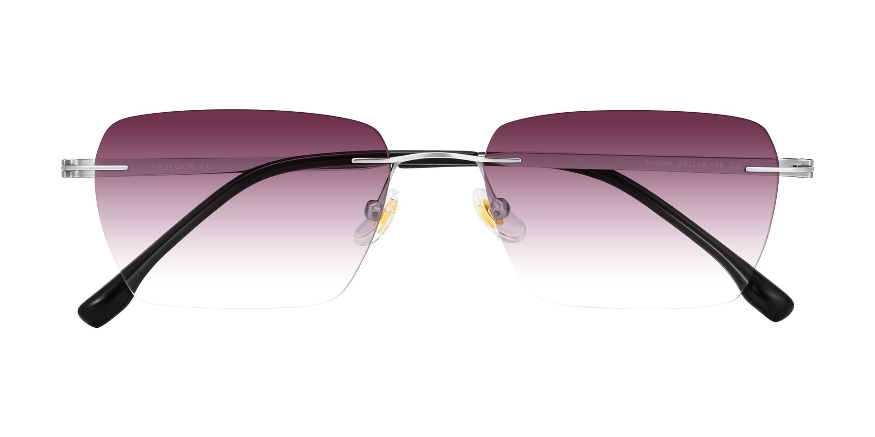 Folded Front of Airflow in Silver with Wine Gradient Lenses