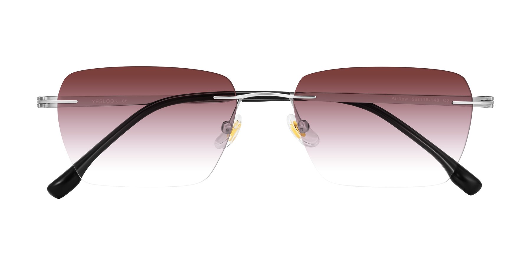 Folded Front of Airflow in Silver with Garnet Gradient Lenses