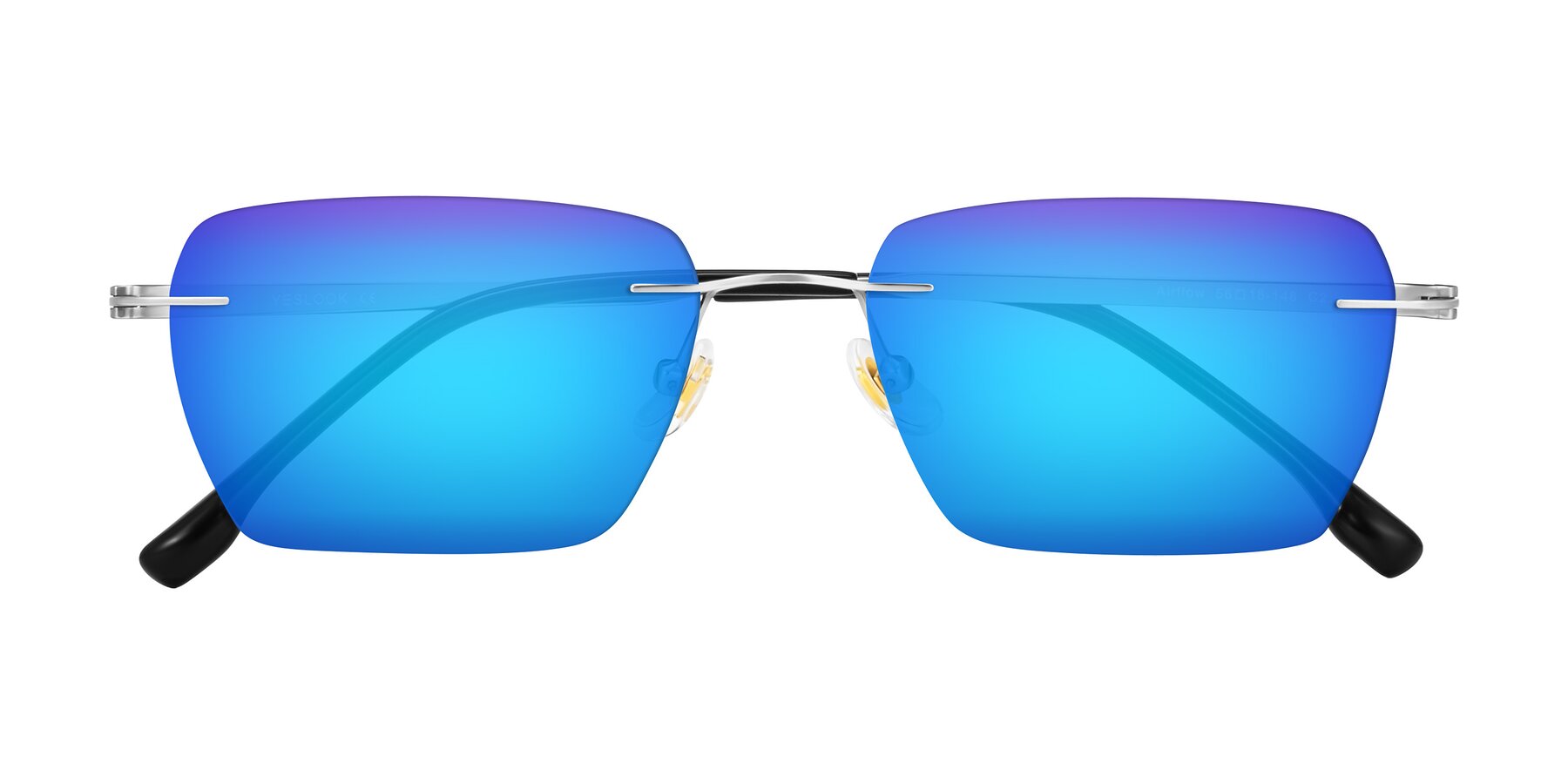 Folded Front of Airflow in Silver with Blue Mirrored Lenses