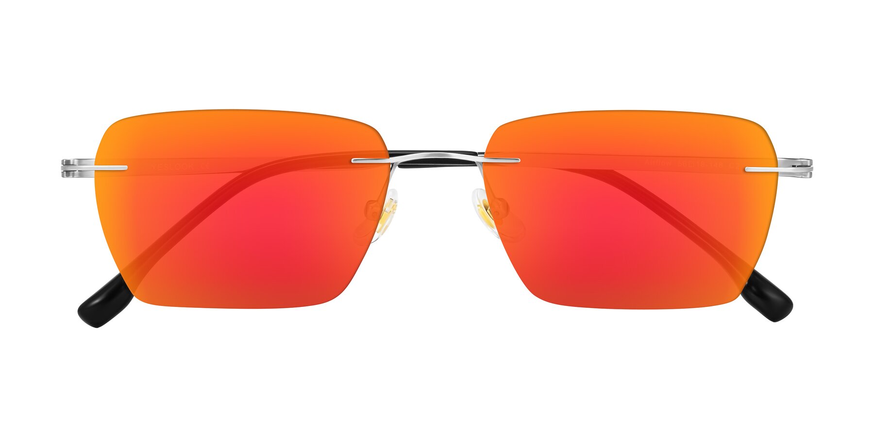 Folded Front of Airflow in Silver with Red Gold Mirrored Lenses