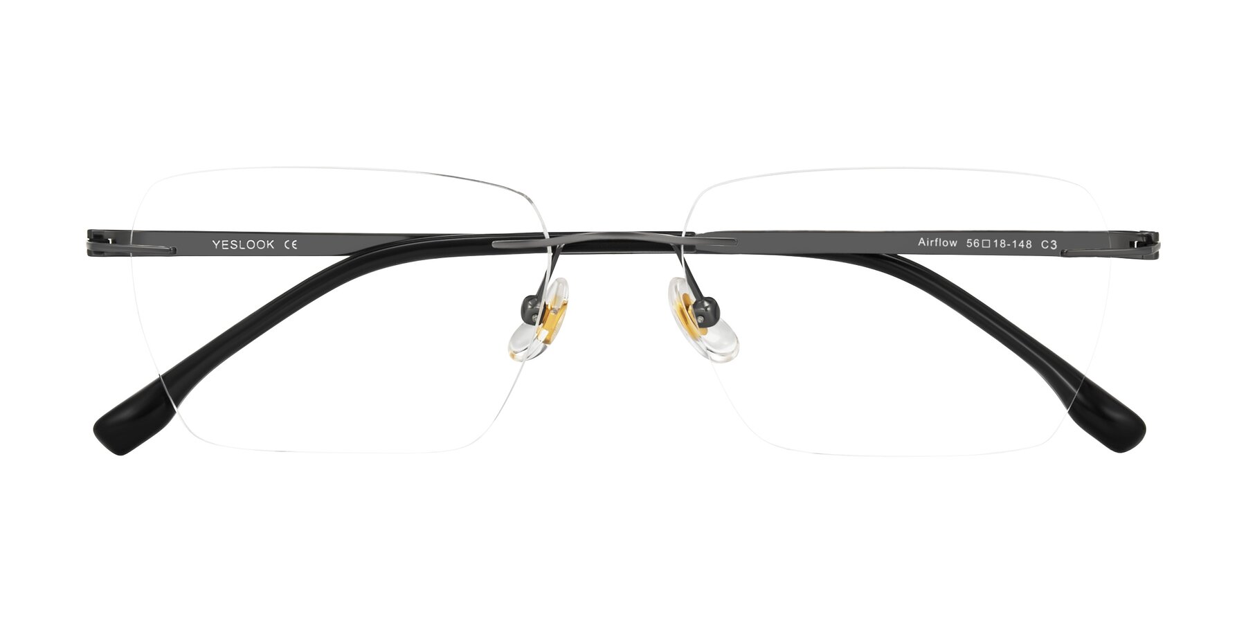 Folded Front of Airflow in Gunmetal with Clear Reading Eyeglass Lenses