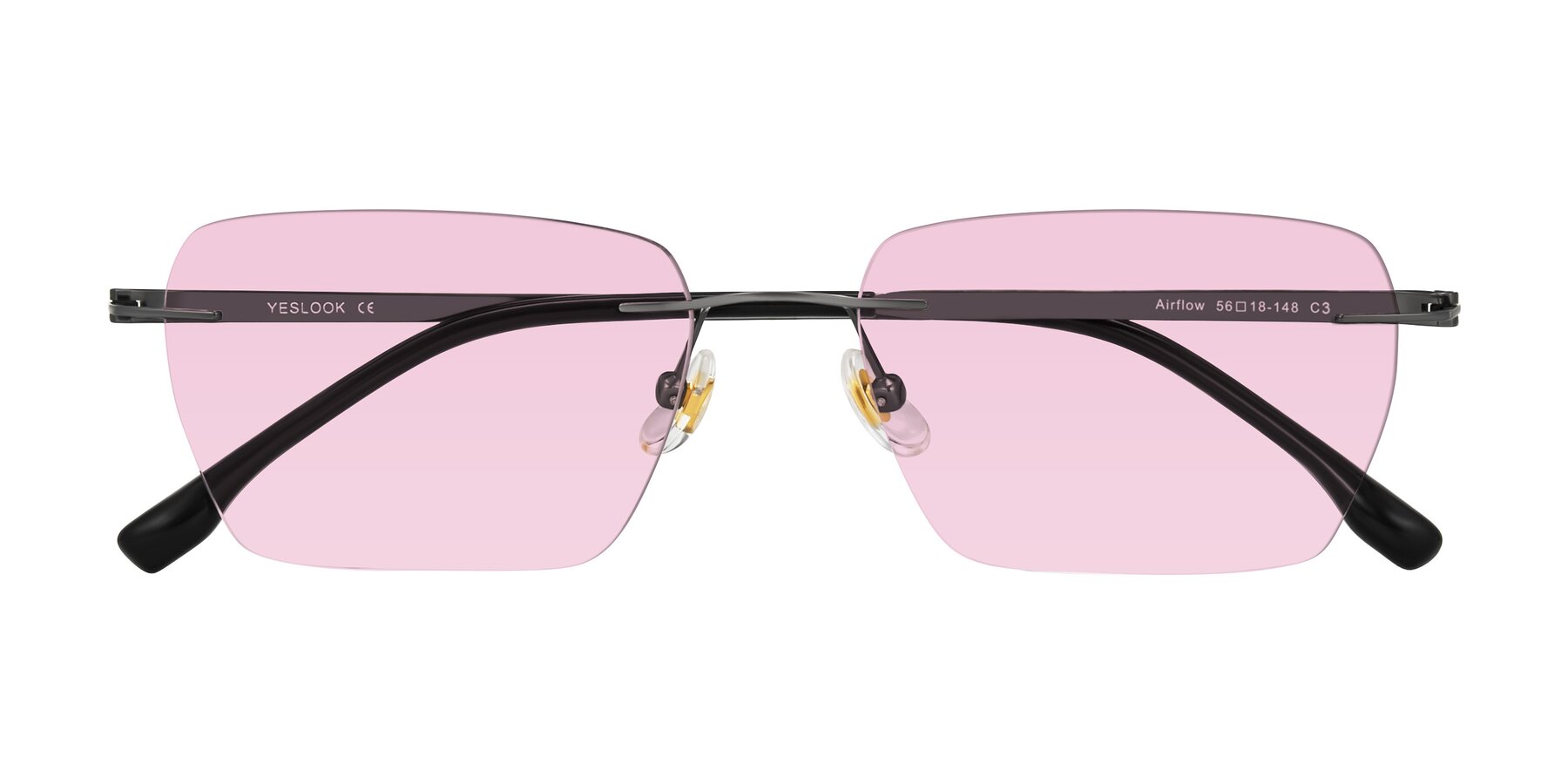 Folded Front of Airflow in Gunmetal with Light Pink Tinted Lenses