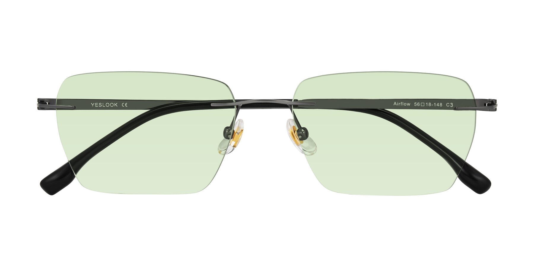 Folded Front of Airflow in Gunmetal with Light Green Tinted Lenses
