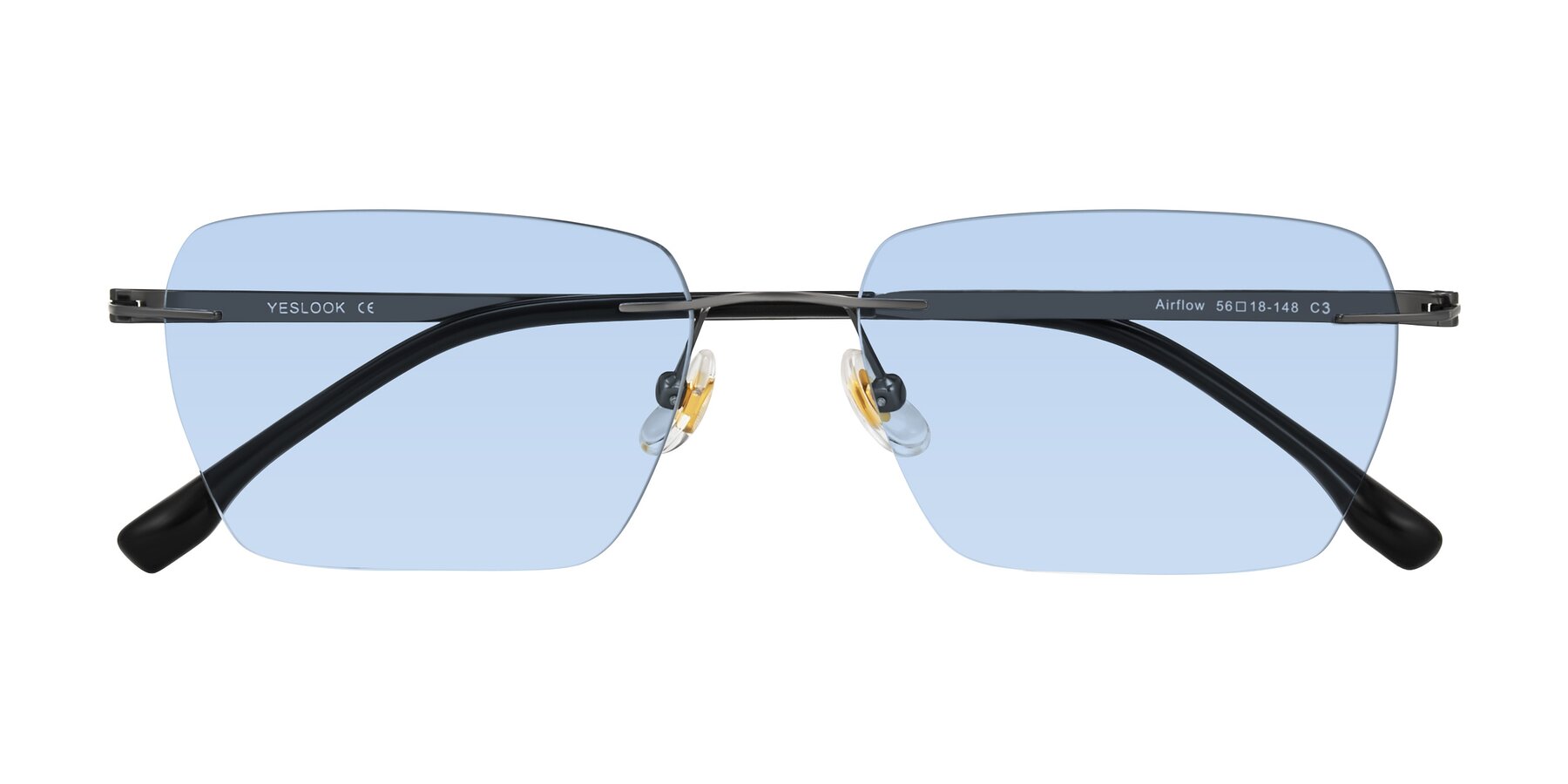 Folded Front of Airflow in Gunmetal with Light Blue Tinted Lenses