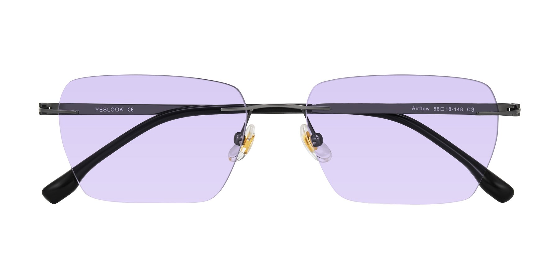 Folded Front of Airflow in Gunmetal with Light Purple Tinted Lenses