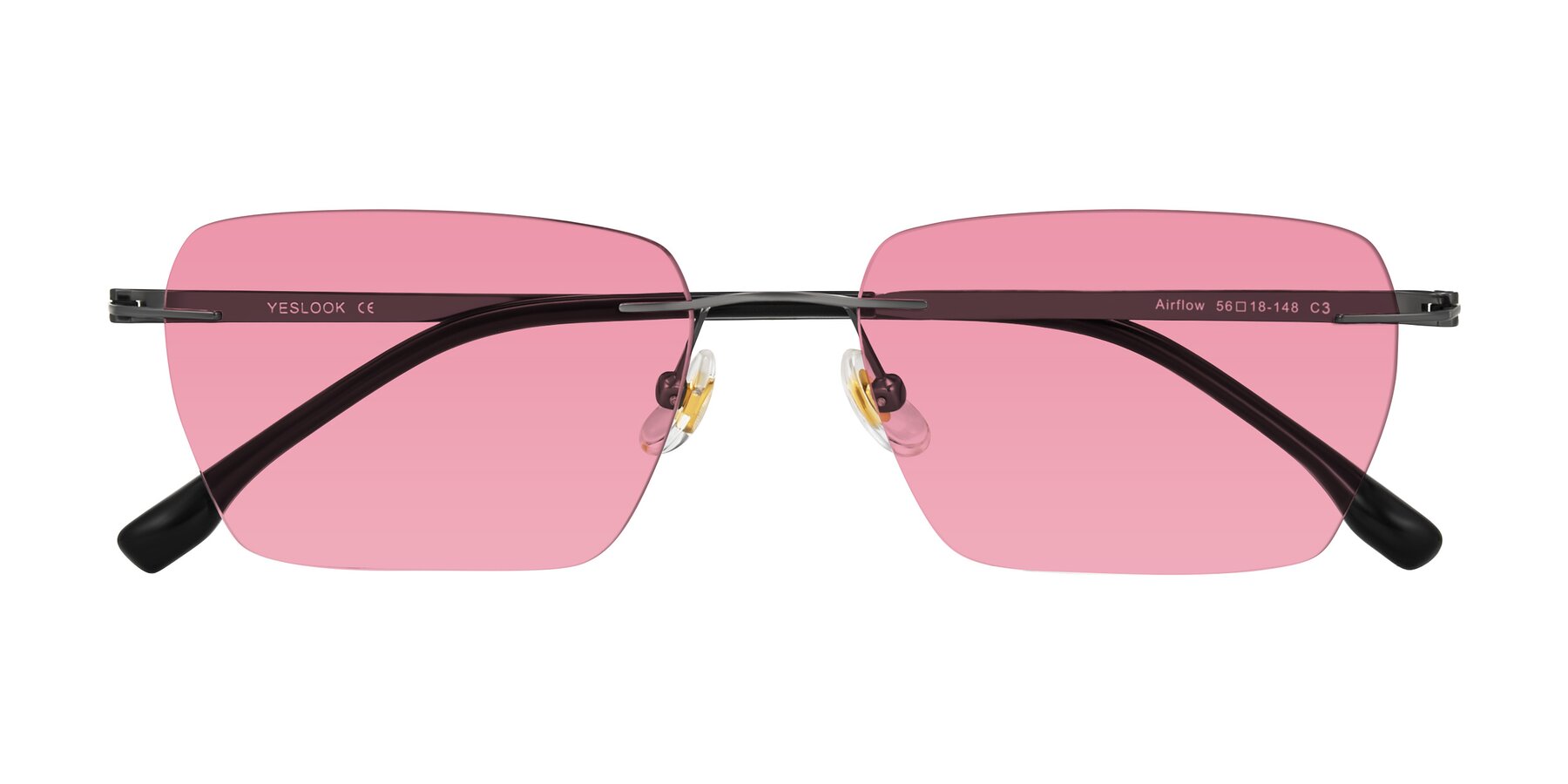 Folded Front of Airflow in Gunmetal with Pink Tinted Lenses