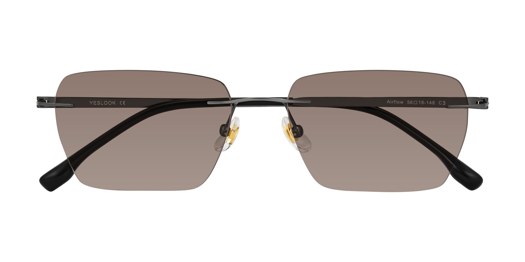 Folded Front of Airflow in Gunmetal with Medium Brown Tinted Lenses