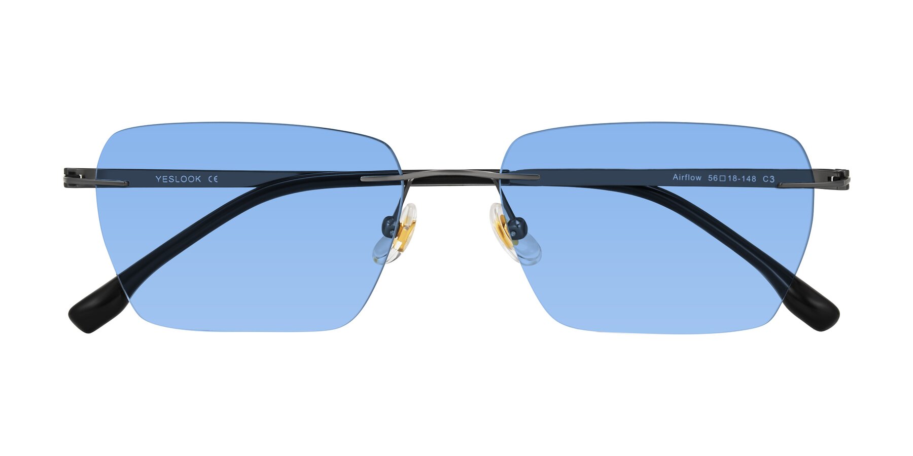Folded Front of Airflow in Gunmetal with Medium Blue Tinted Lenses