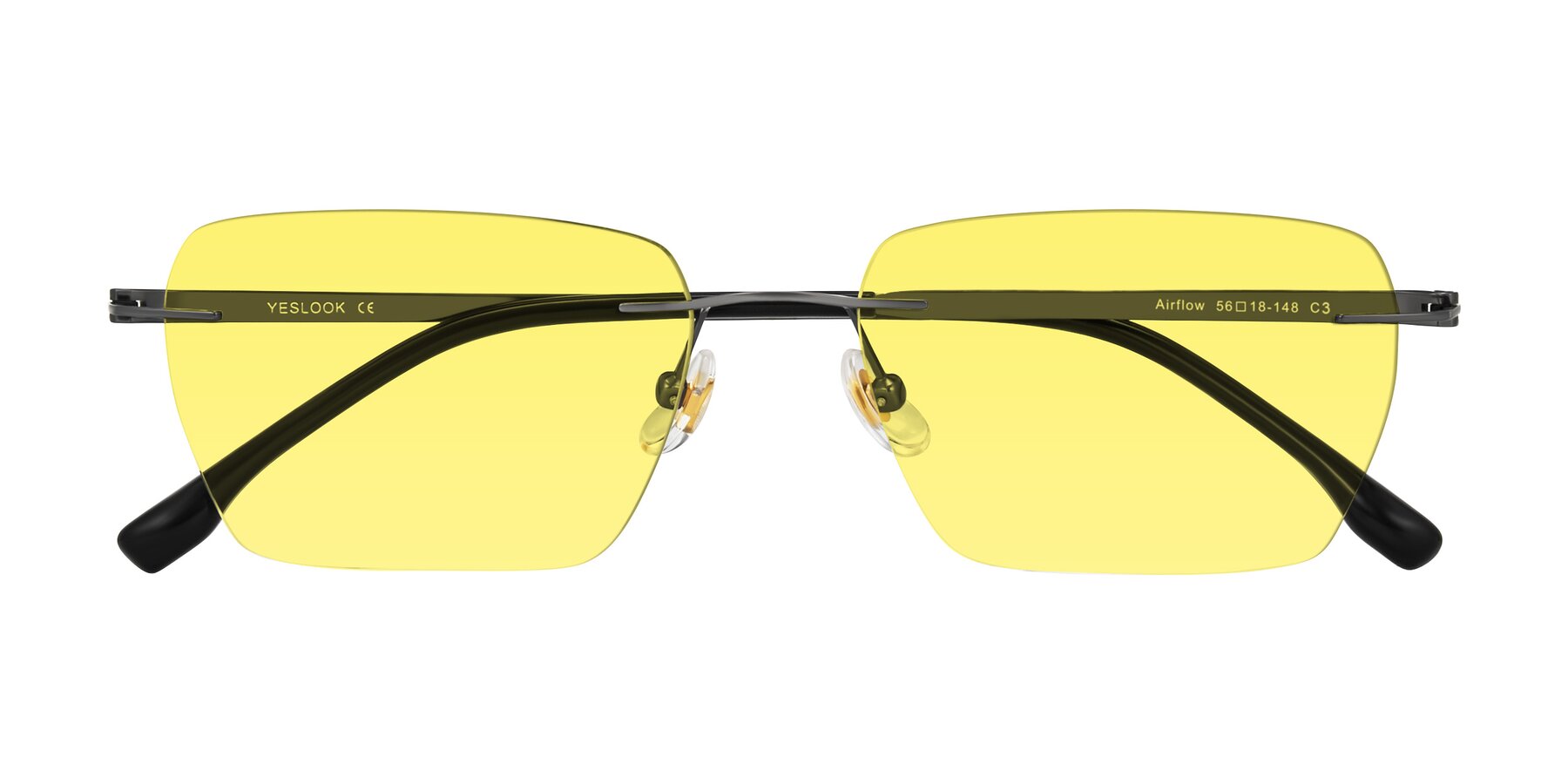 Folded Front of Airflow in Gunmetal with Medium Yellow Tinted Lenses