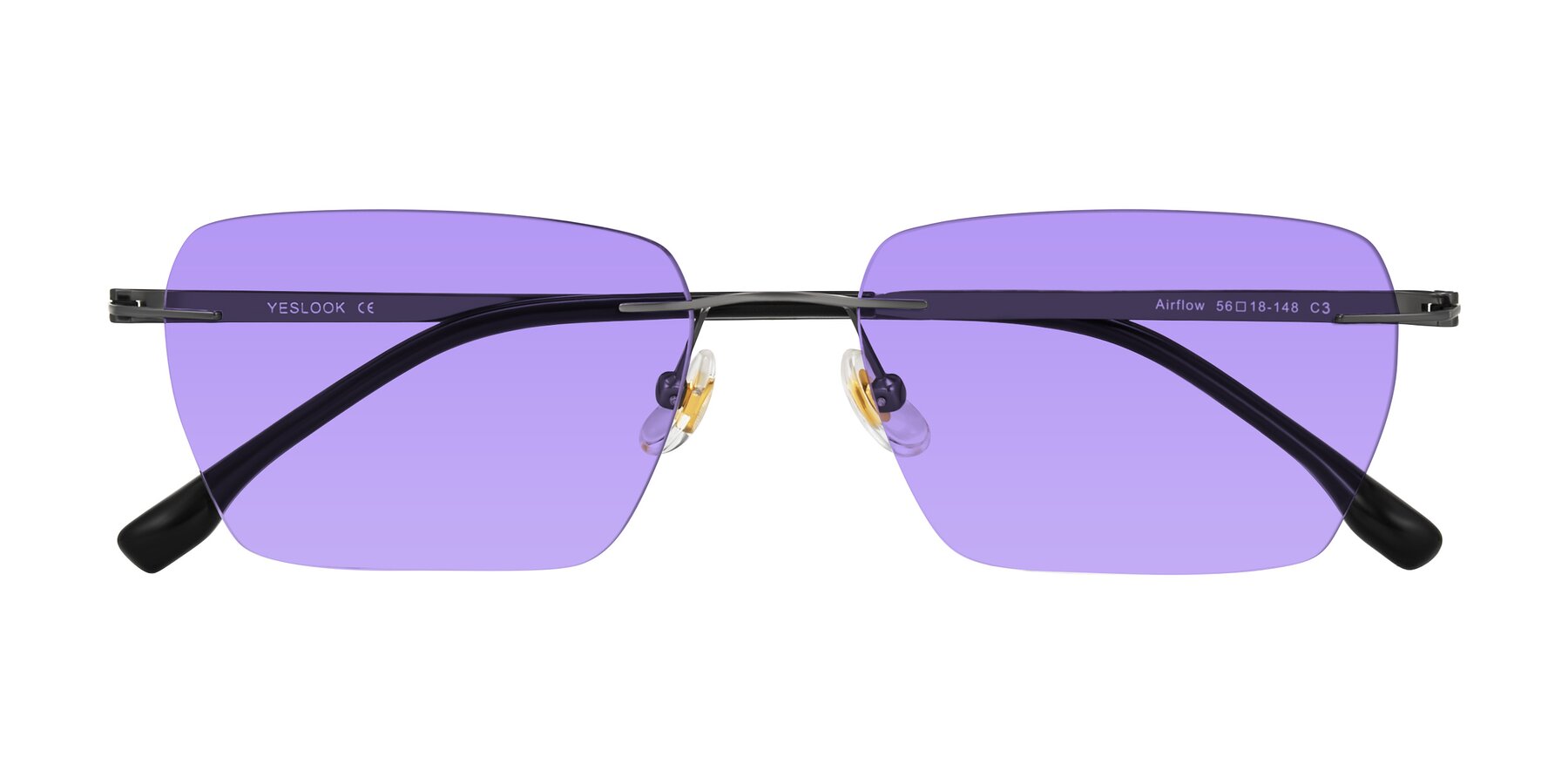 Folded Front of Airflow in Gunmetal with Medium Purple Tinted Lenses