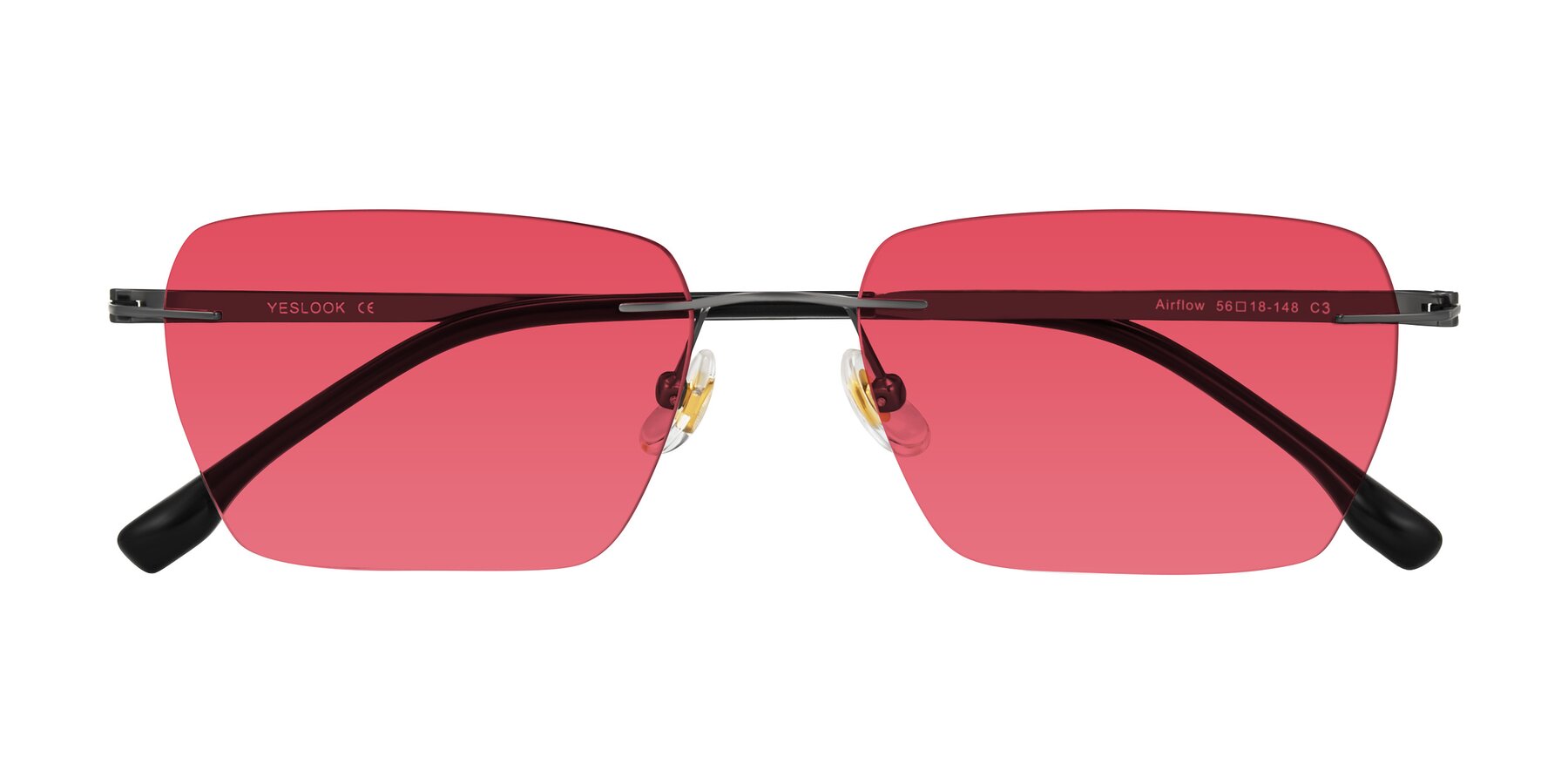 Folded Front of Airflow in Gunmetal with Red Tinted Lenses