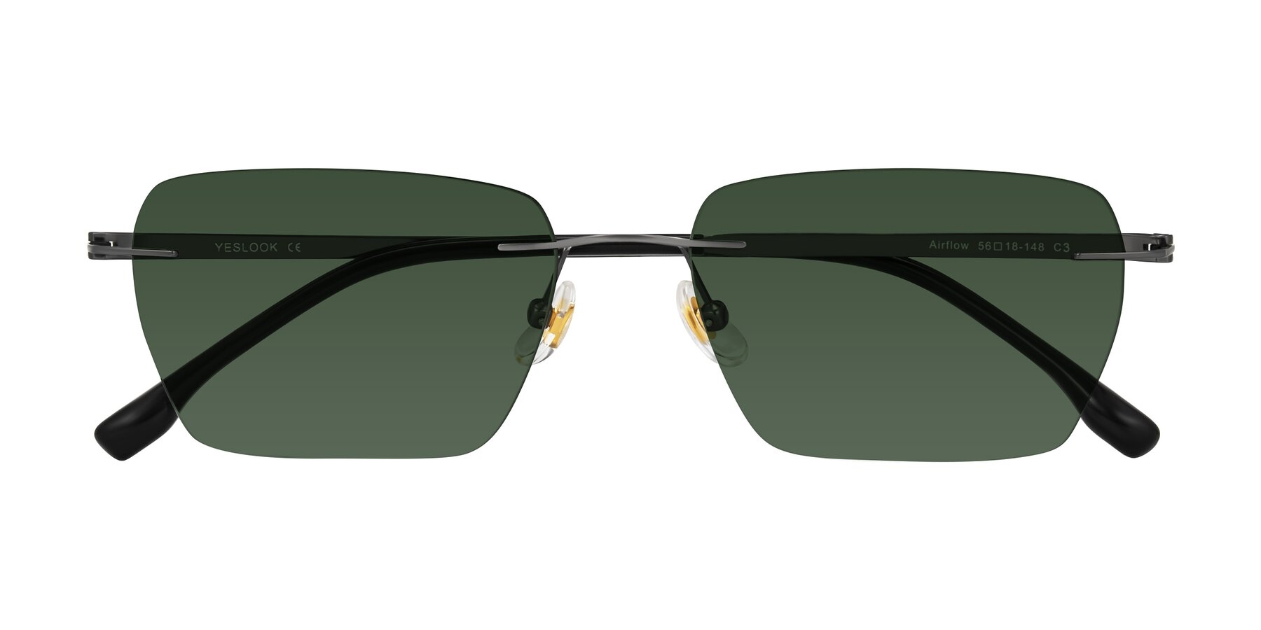Folded Front of Airflow in Gunmetal with Green Tinted Lenses