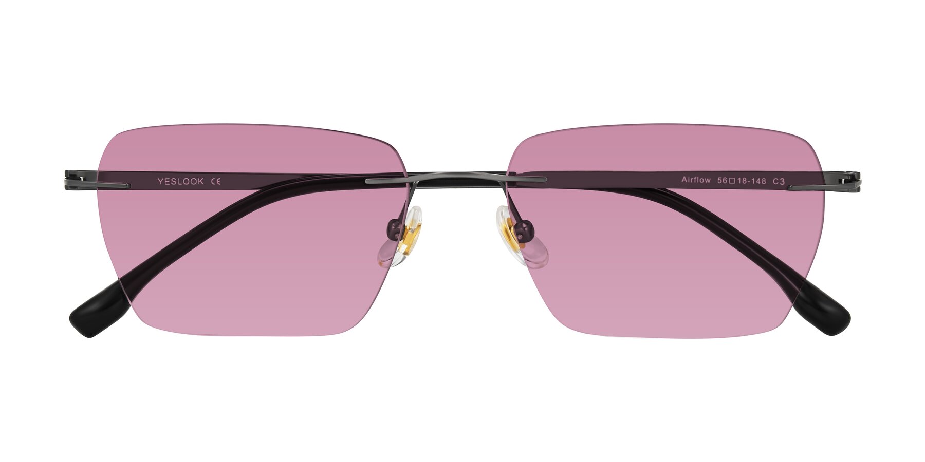 Folded Front of Airflow in Gunmetal with Medium Wine Tinted Lenses