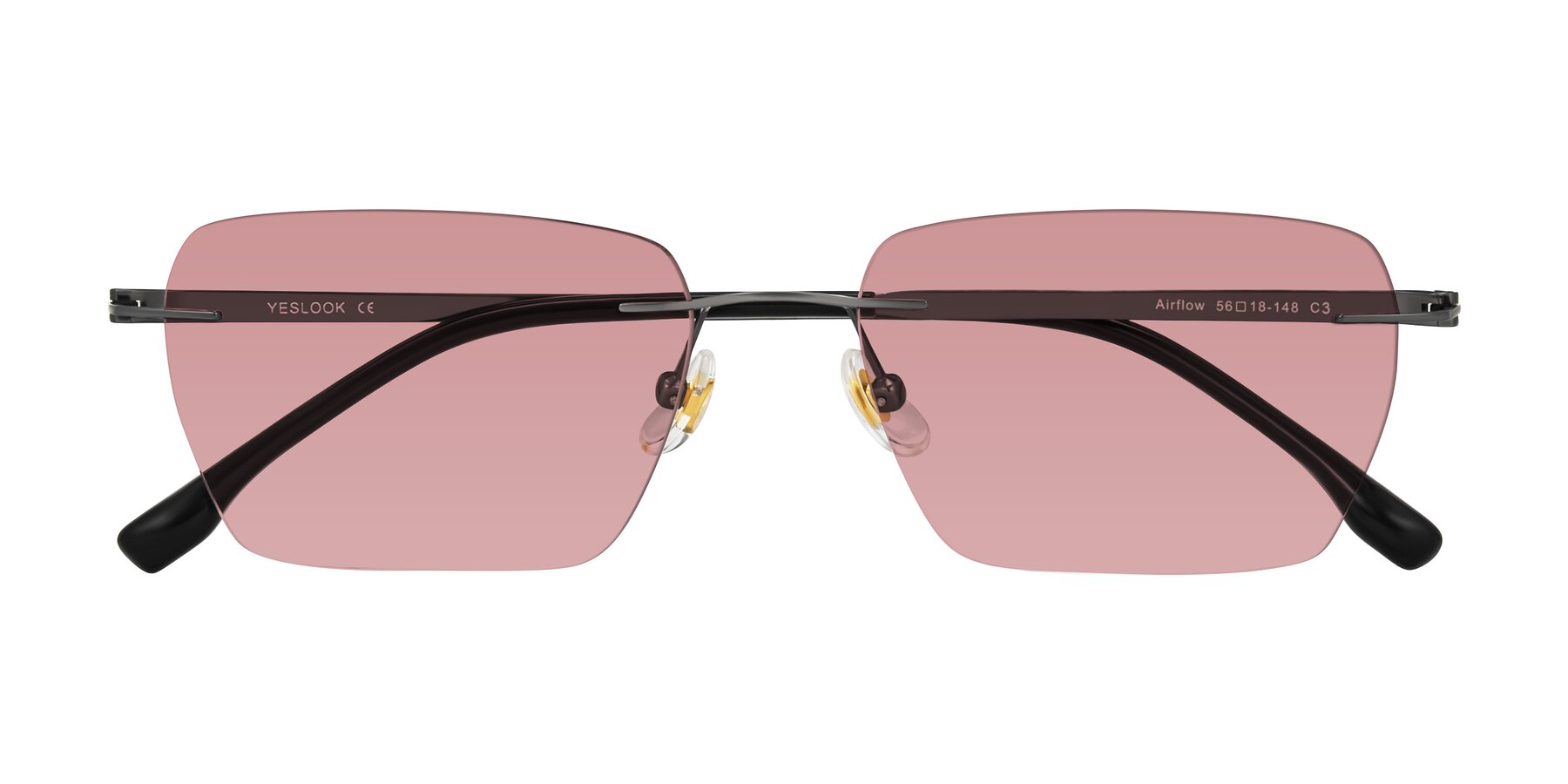 Folded Front of Airflow in Gunmetal with Medium Garnet Tinted Lenses