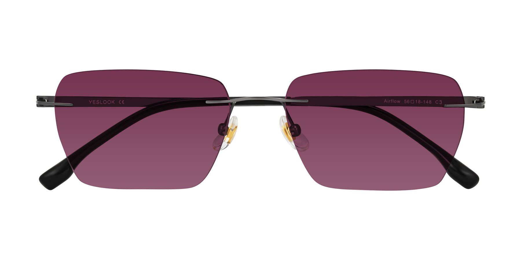 Folded Front of Airflow in Gunmetal with Wine Tinted Lenses