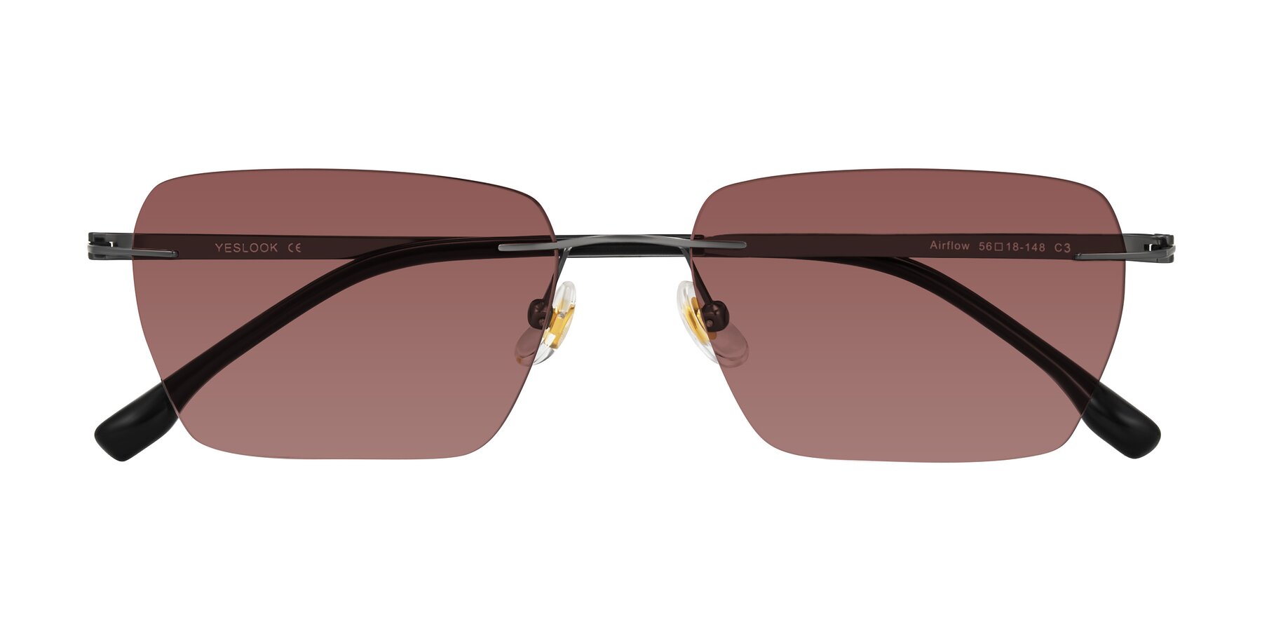 Folded Front of Airflow in Gunmetal with Garnet Tinted Lenses