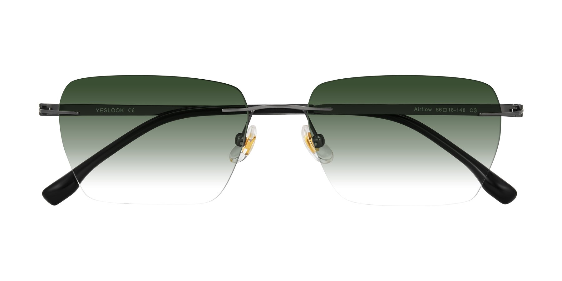 Folded Front of Airflow in Gunmetal with Green Gradient Lenses