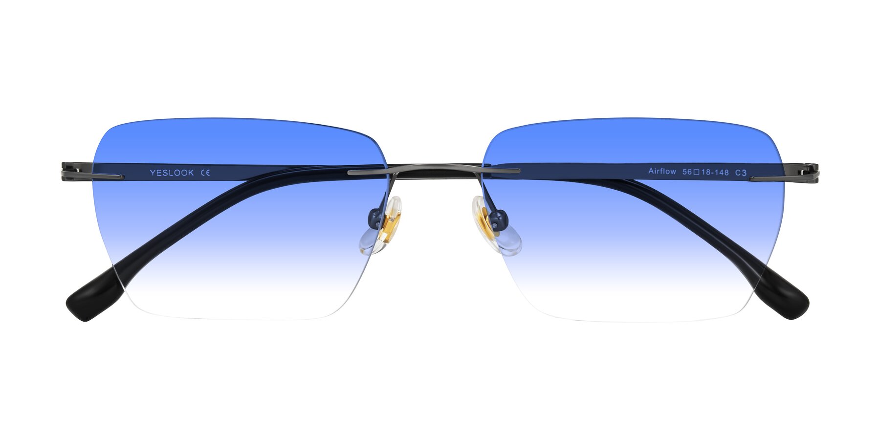 Folded Front of Airflow in Gunmetal with Blue Gradient Lenses