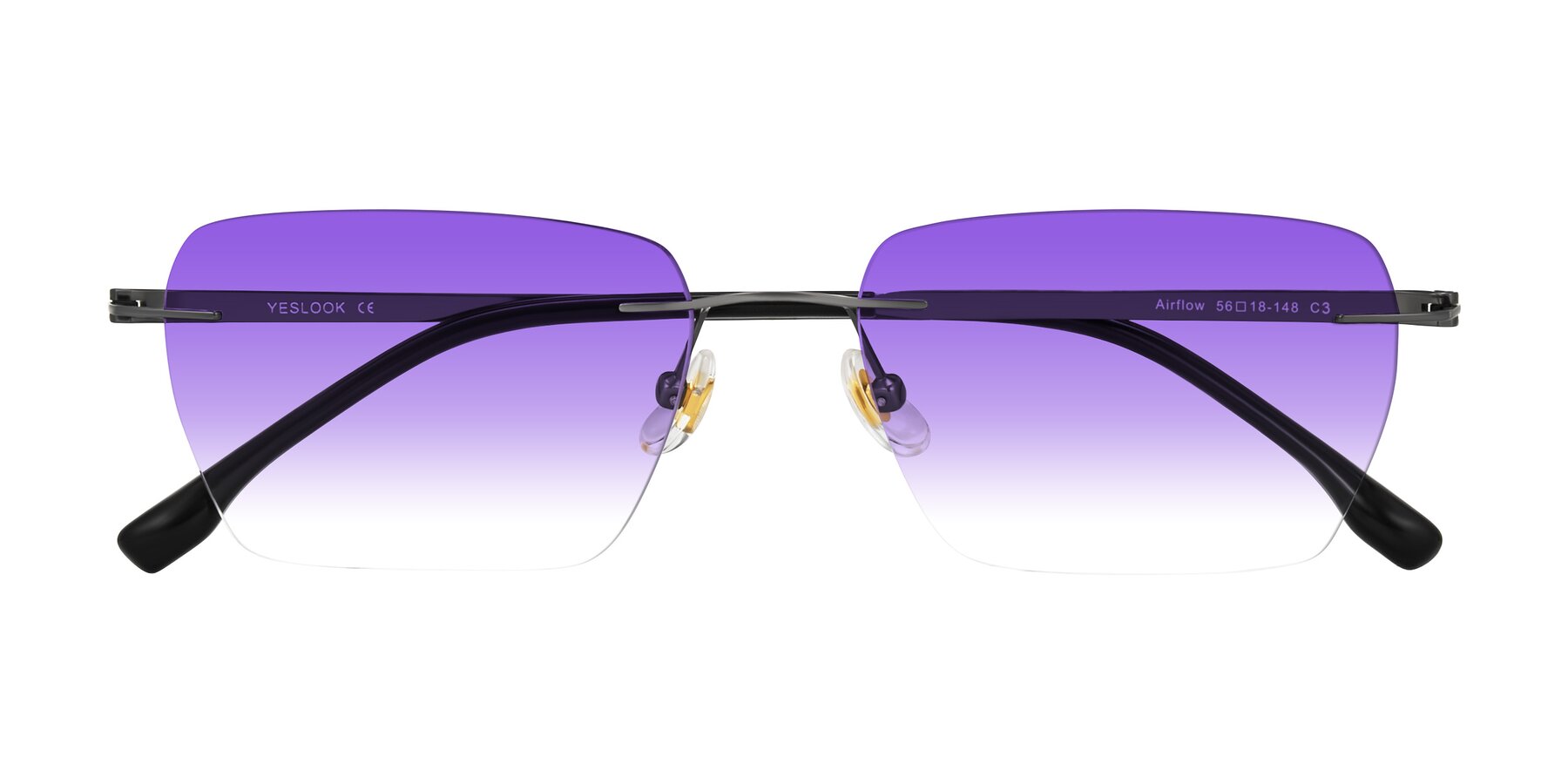 Folded Front of Airflow in Gunmetal with Purple Gradient Lenses