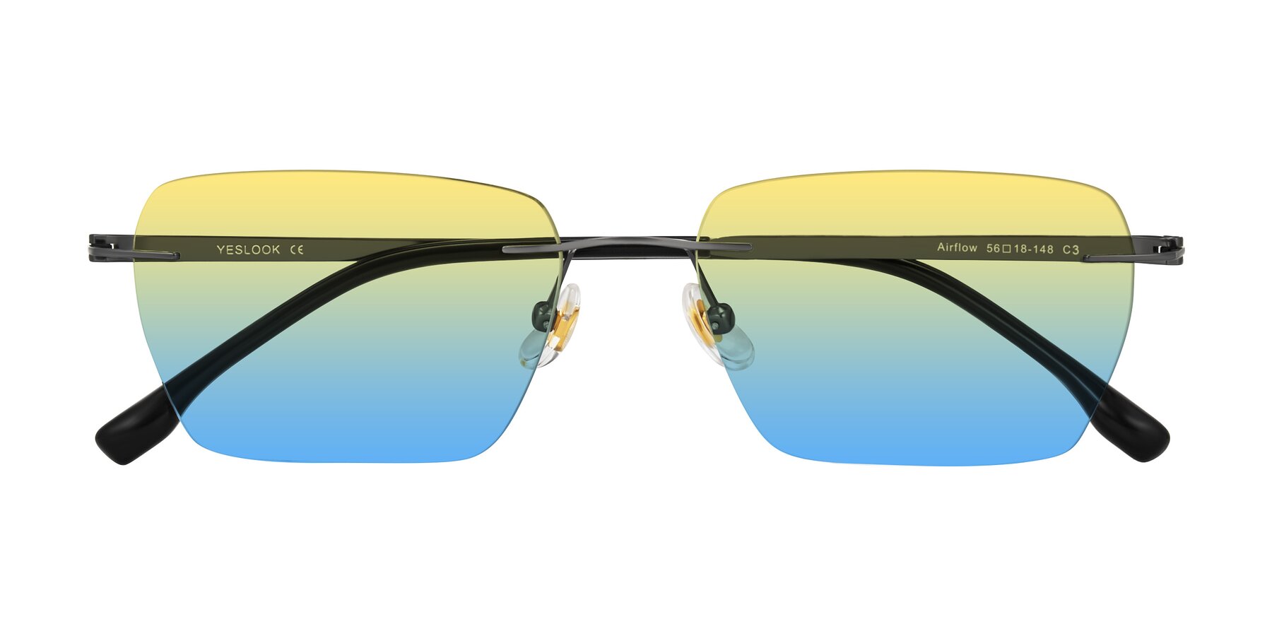 Folded Front of Airflow in Gunmetal with Yellow / Blue Gradient Lenses