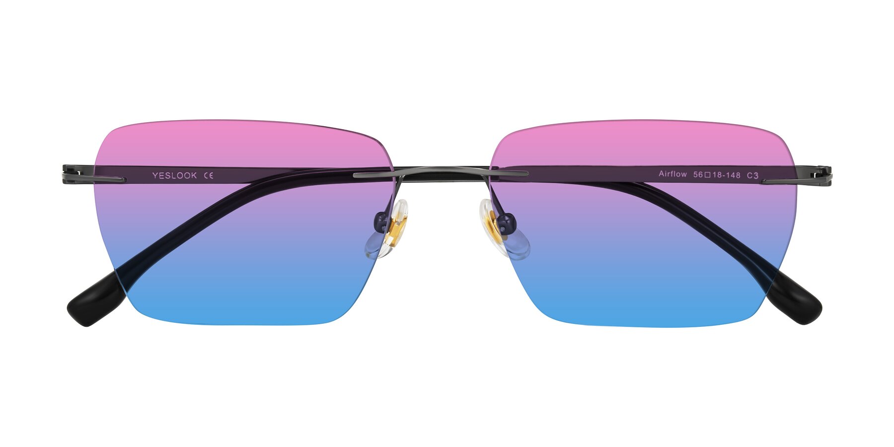 Folded Front of Airflow in Gunmetal with Pink / Blue Gradient Lenses
