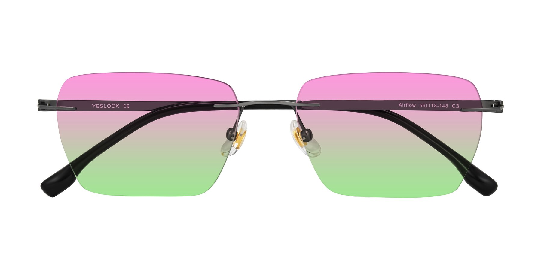 Folded Front of Airflow in Gunmetal with Pink / Green Gradient Lenses
