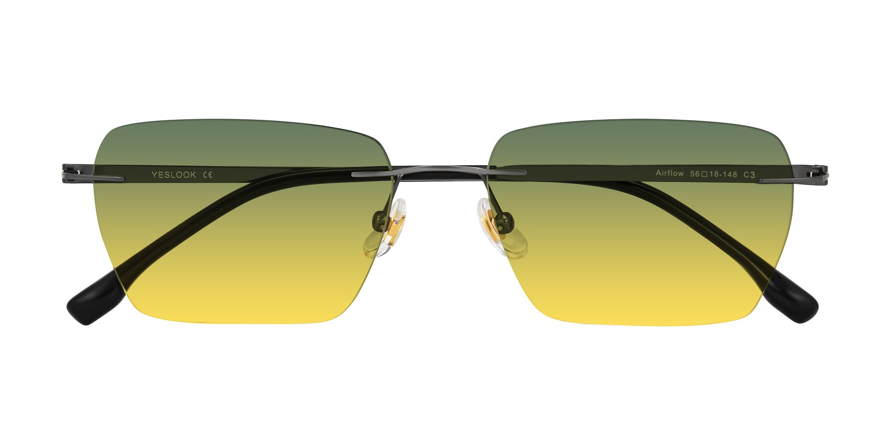 Folded Front of Airflow in Gunmetal with Green / Yellow Gradient Lenses