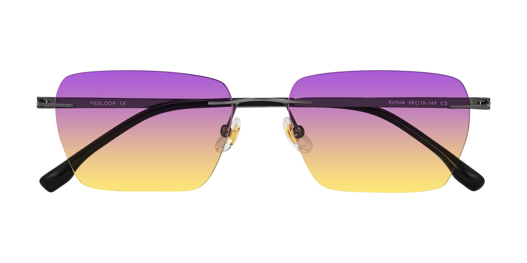 Folded Front of Airflow in Gunmetal with Purple / Yellow Gradient Lenses