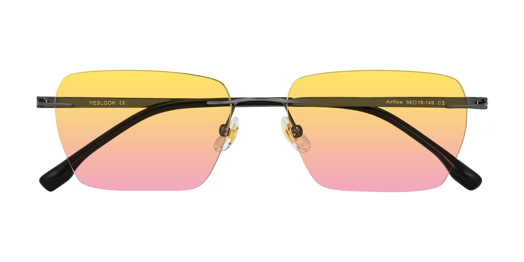 Folded Front of Airflow in Gunmetal with Yellow / Pink Gradient Lenses
