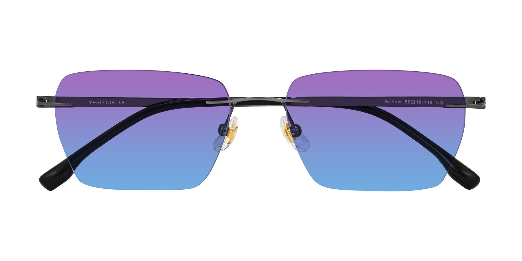 Folded Front of Airflow in Gunmetal with Purple / Blue Gradient Lenses