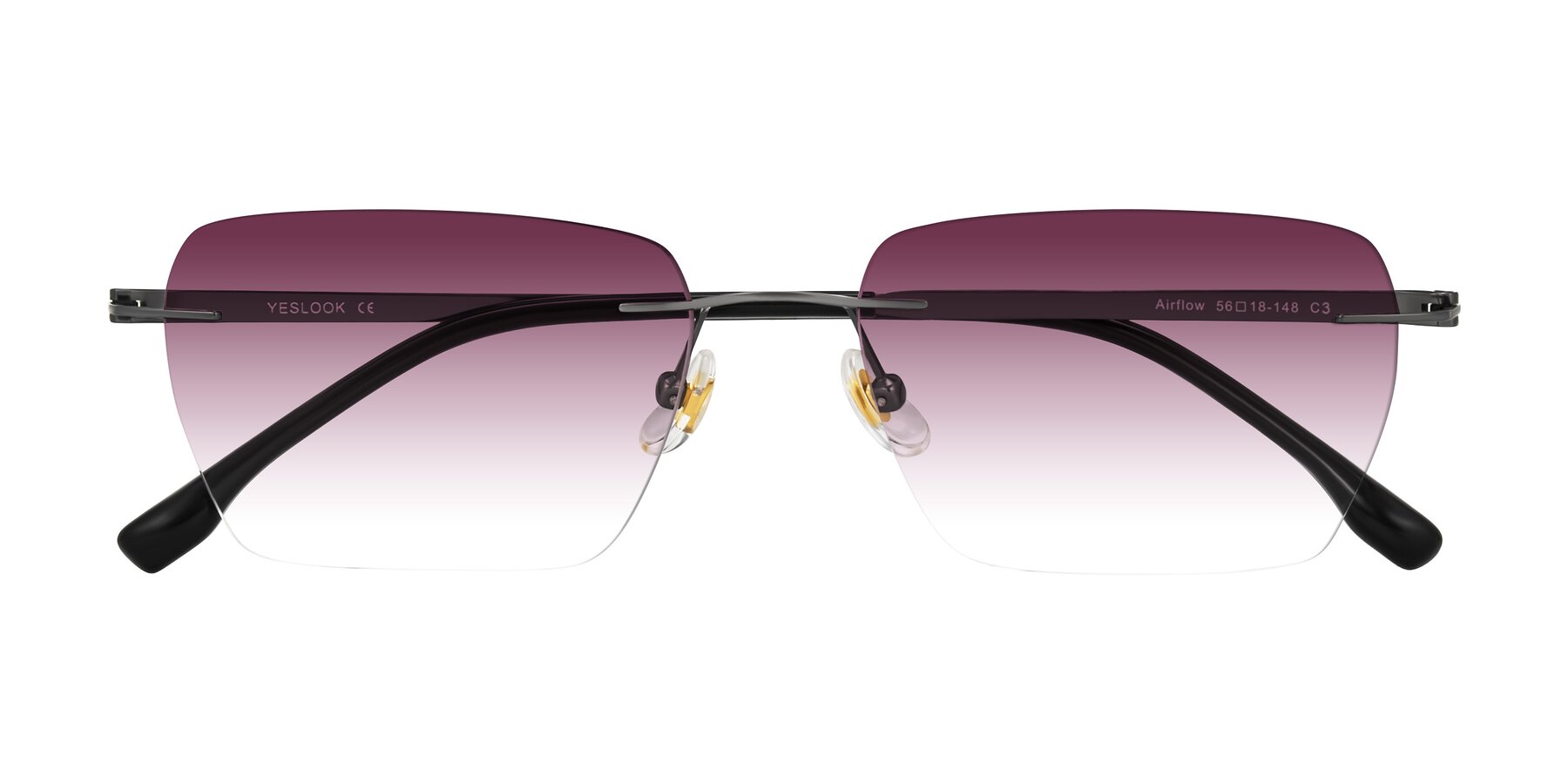 Folded Front of Airflow in Gunmetal with Wine Gradient Lenses