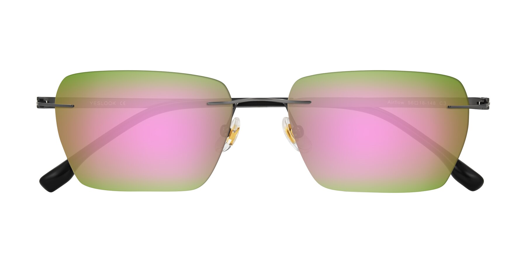 Folded Front of Airflow in Gunmetal with Pink Mirrored Lenses