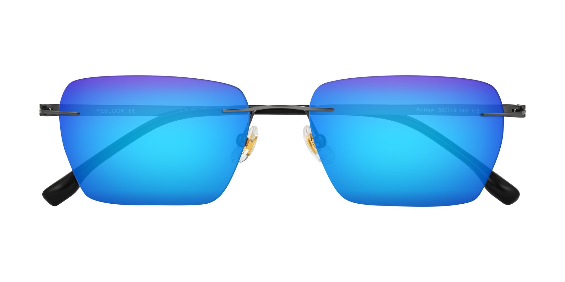 Folded Front of Airflow in Gunmetal with Blue Mirrored Lenses