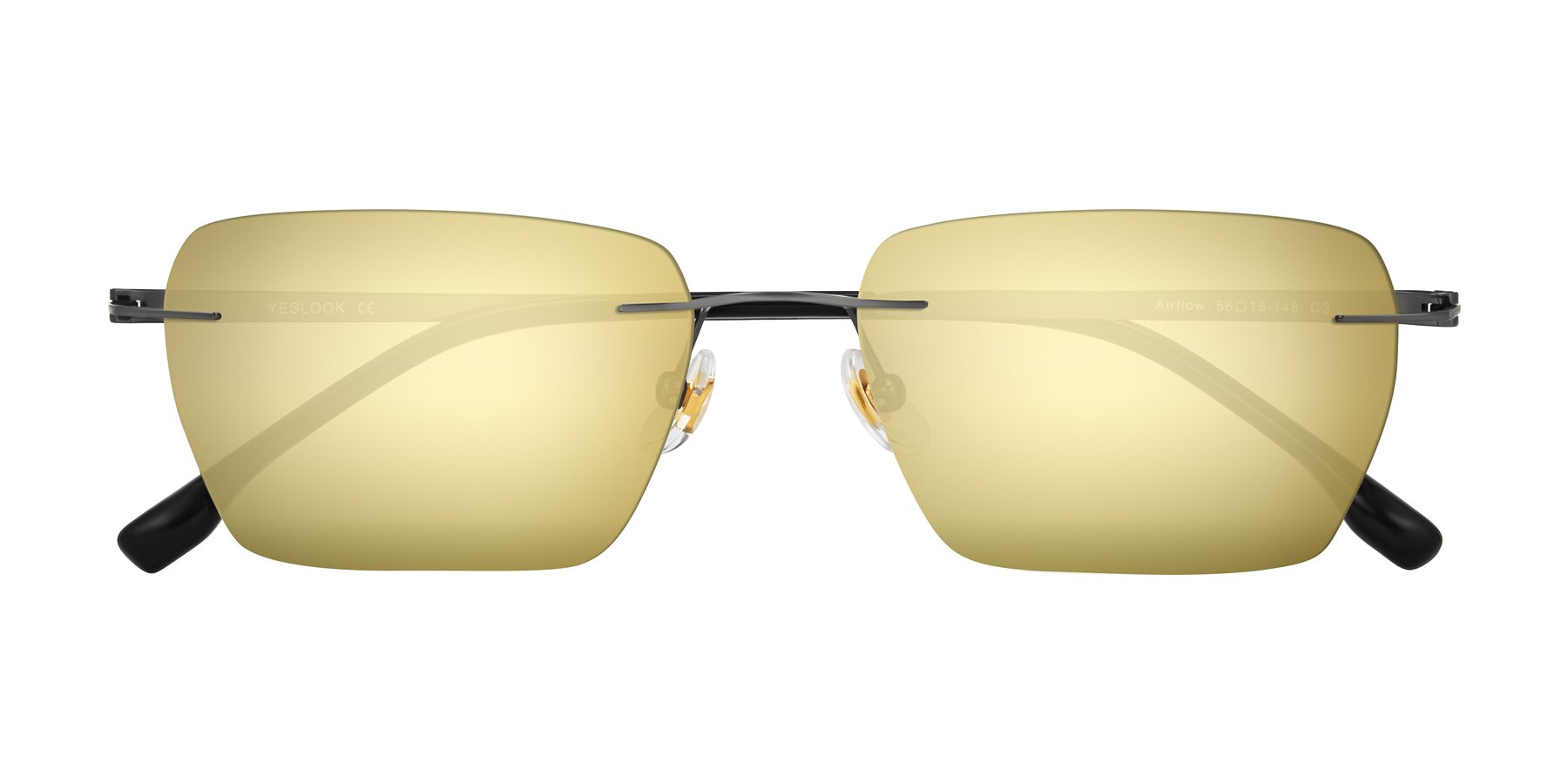 Folded Front of Airflow in Gunmetal with Gold Mirrored Lenses