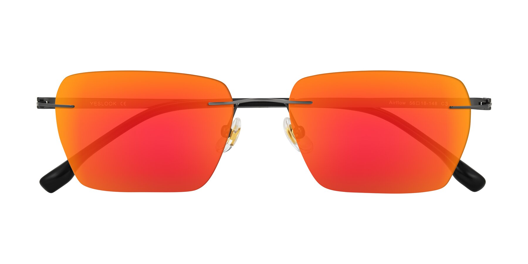 Folded Front of Airflow in Gunmetal with Red Gold Mirrored Lenses