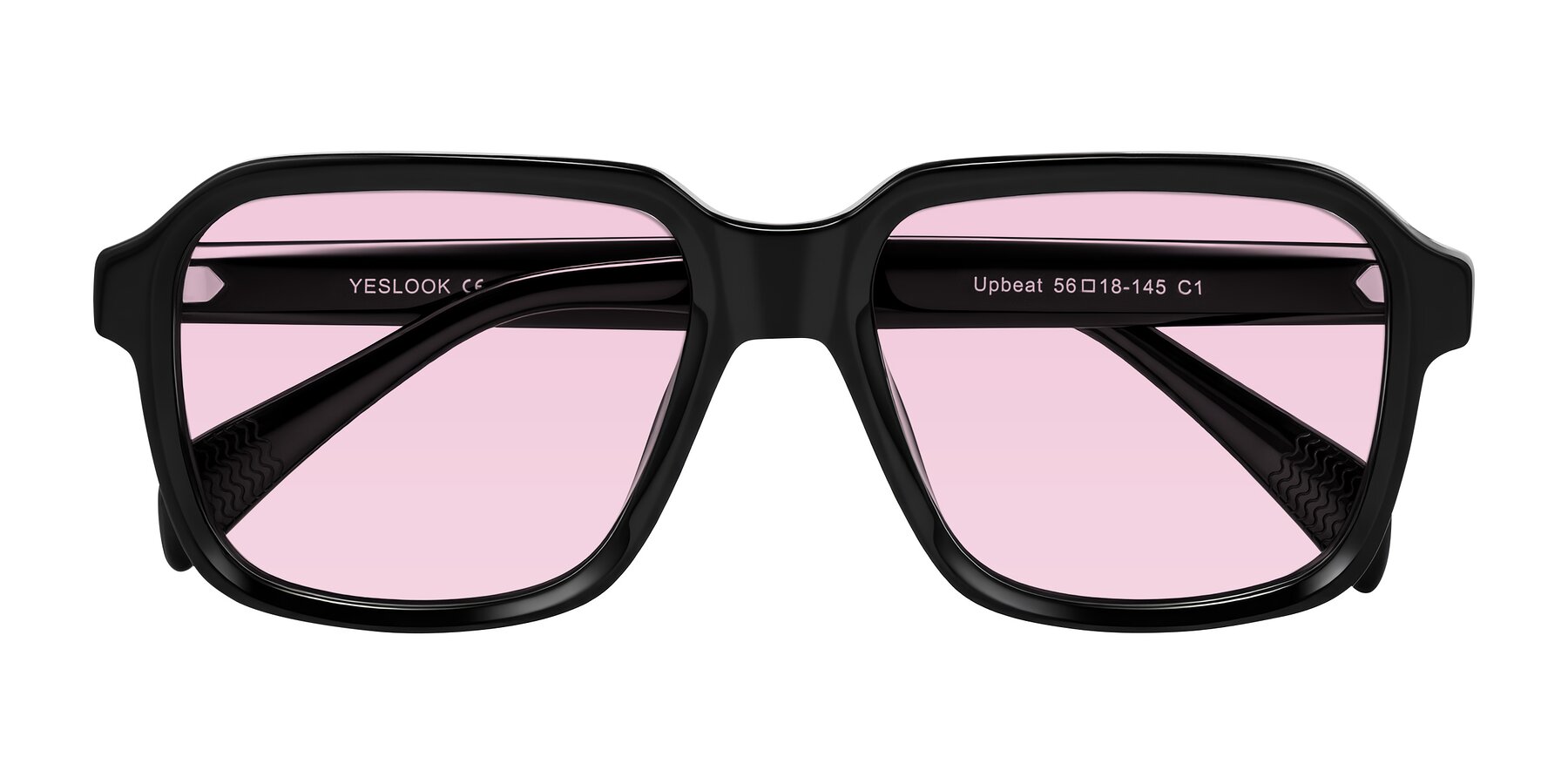 Folded Front of Upbeat in Black with Light Pink Tinted Lenses