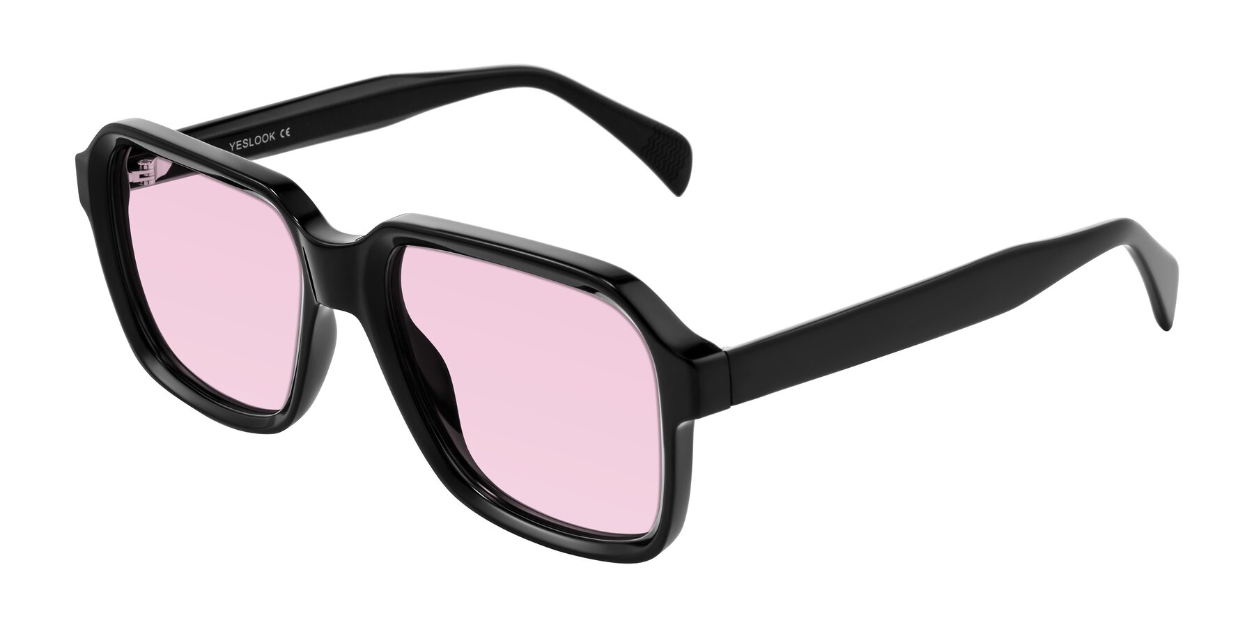 Angle of Upbeat in Black with Light Pink Tinted Lenses