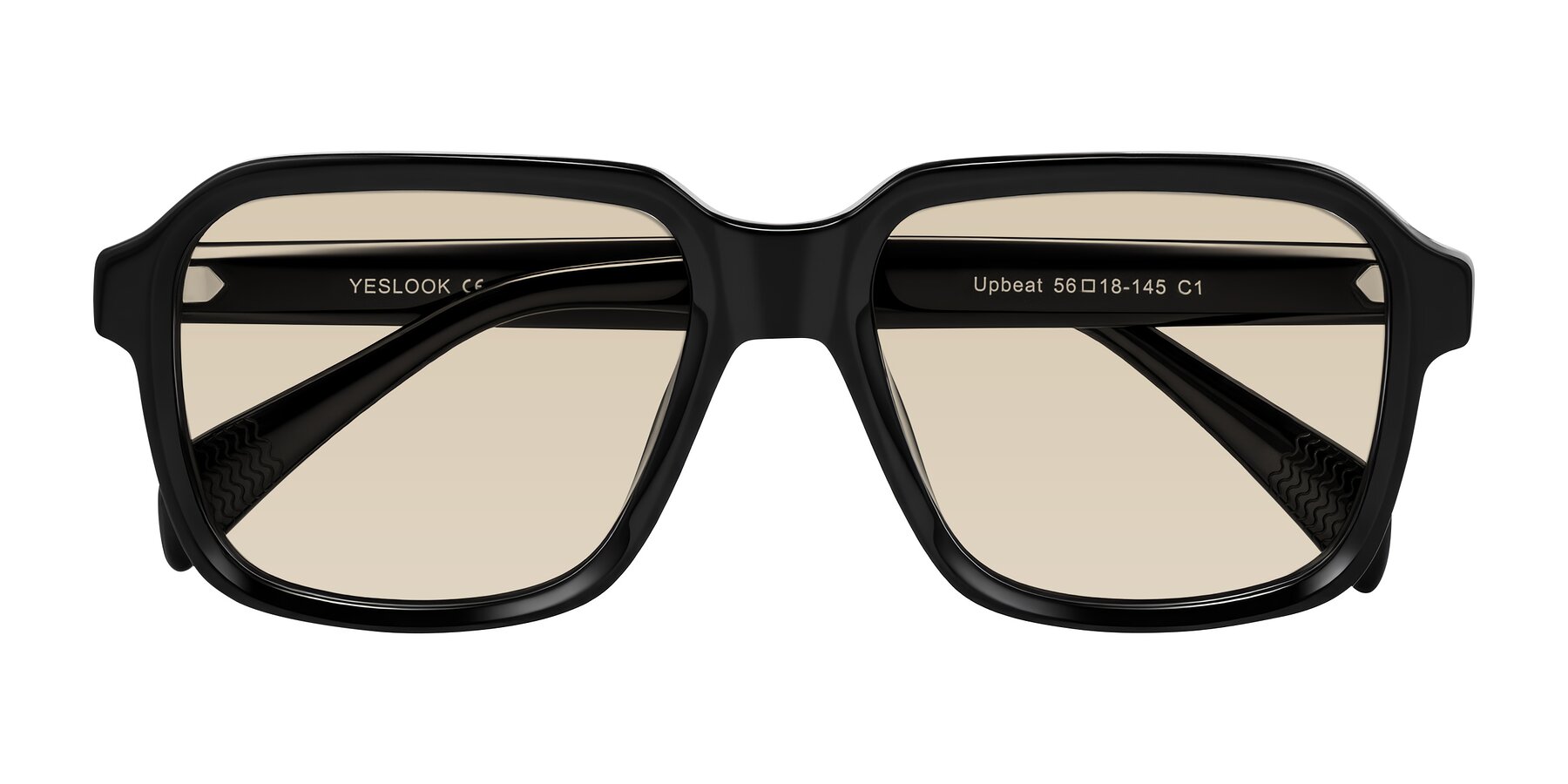 Folded Front of Upbeat in Black with Light Brown Tinted Lenses