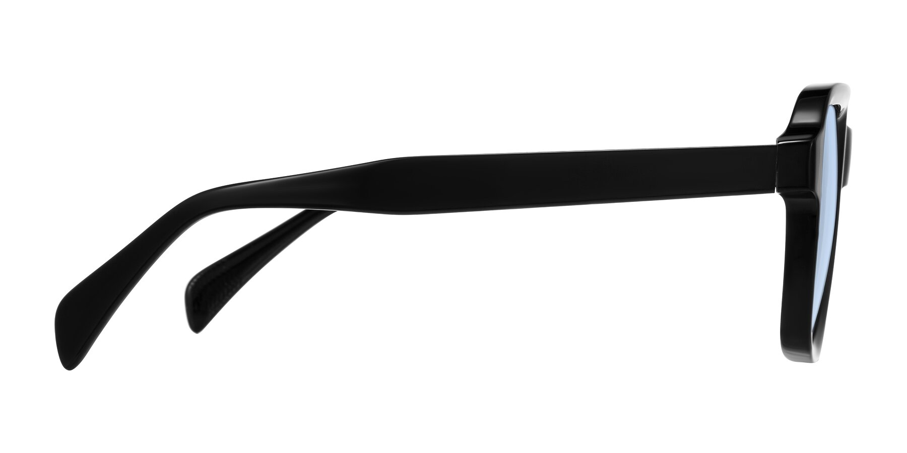 Side of Upbeat in Black with Light Blue Tinted Lenses