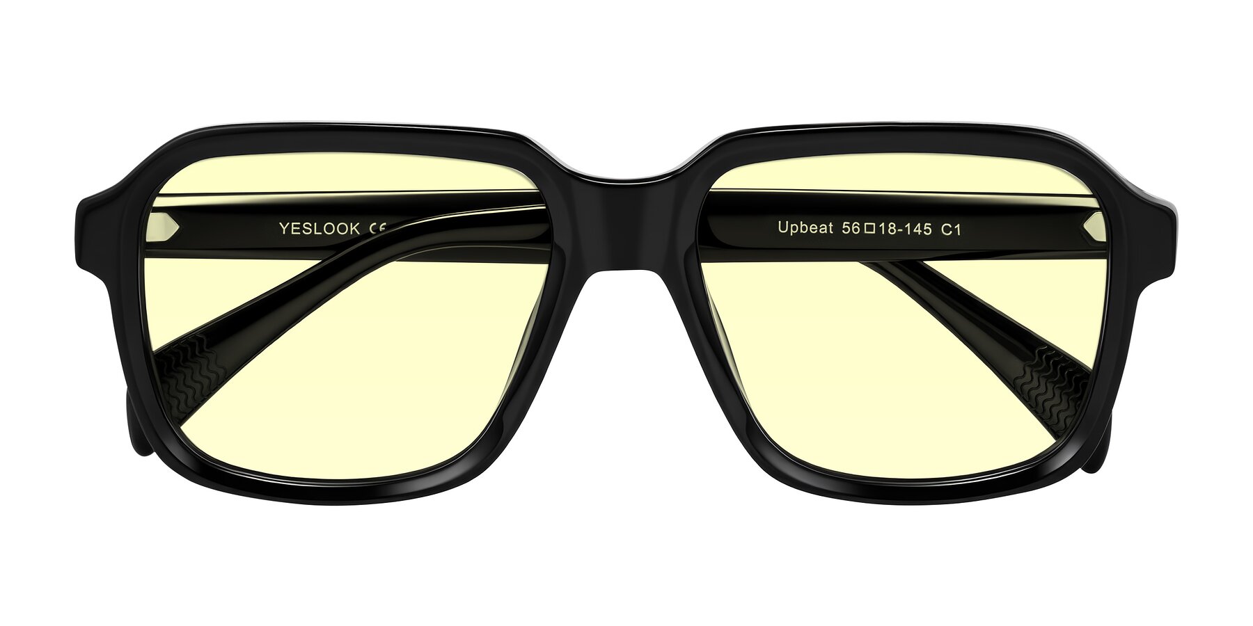 Folded Front of Upbeat in Black with Light Yellow Tinted Lenses