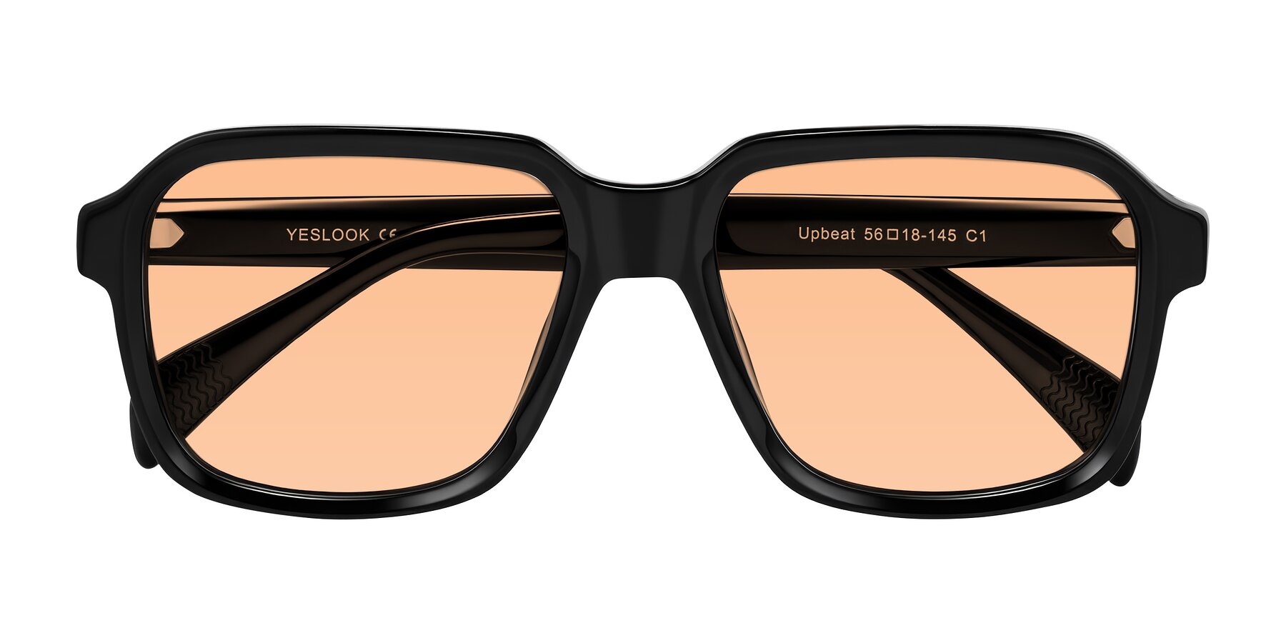 Folded Front of Upbeat in Black with Light Orange Tinted Lenses