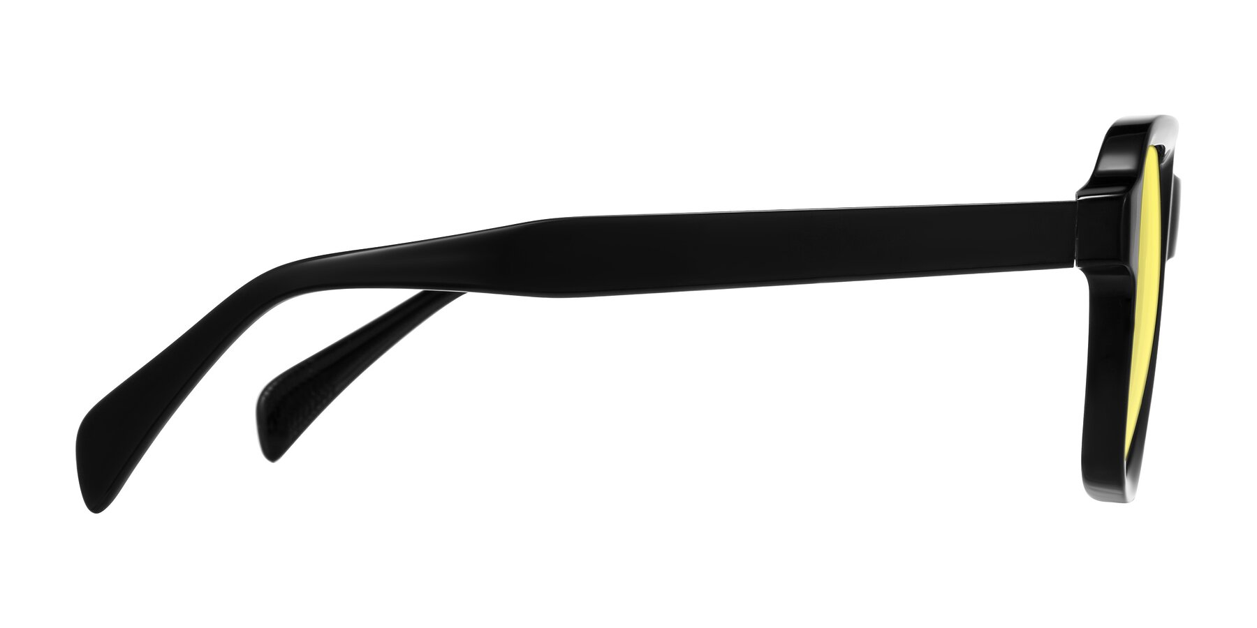 Side of Upbeat in Black with Medium Yellow Tinted Lenses