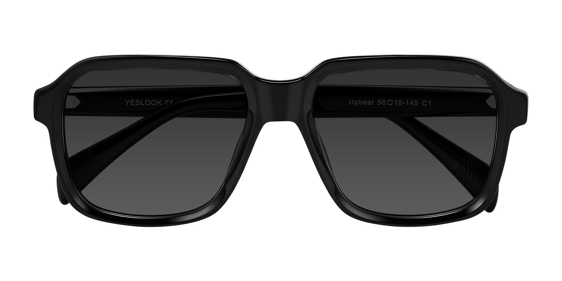 Folded Front of Upbeat in Black with Gray Tinted Lenses